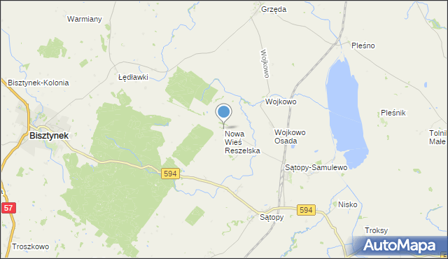 mapa Nowa Wieś Reszelska, Nowa Wieś Reszelska na mapie Targeo